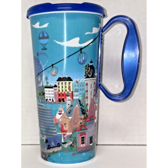 Disney Parks WDW 50th Anniversary Resort Refillable Mug Blue Lid Mickey Minnie - Picture 2 of 7